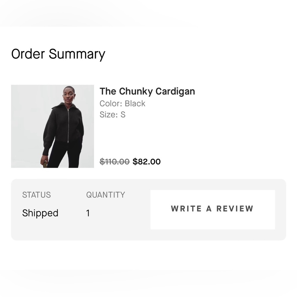 EVERLANE chunky black zipper cardigan